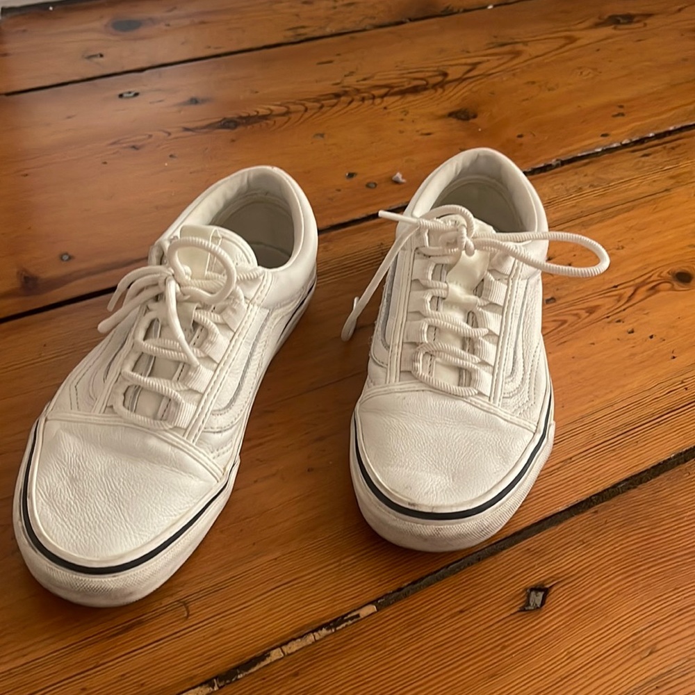 White leather vans- very good condition